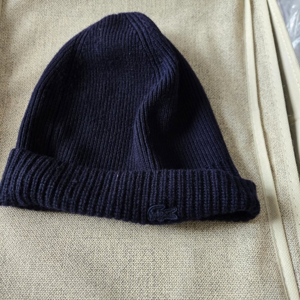 Barely worn Lacoste men's beanie hat Wool/cashmere blend